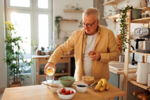 senior enjoys healthy eating